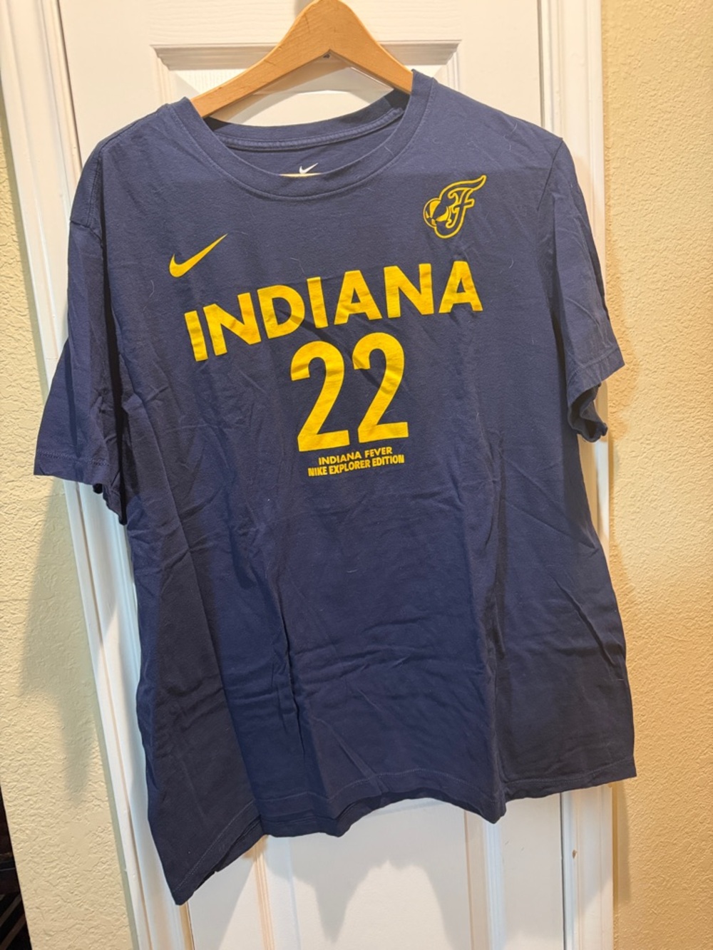 Clark #22 Nike Navy and Yellow Indiana Fever Graphic Tee